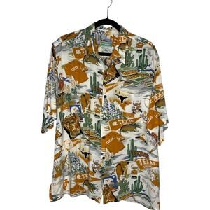 Reyn Spooner Shirt Mens L Orange Texas Longhorn Aloha Hawaiian Button Up NCAA